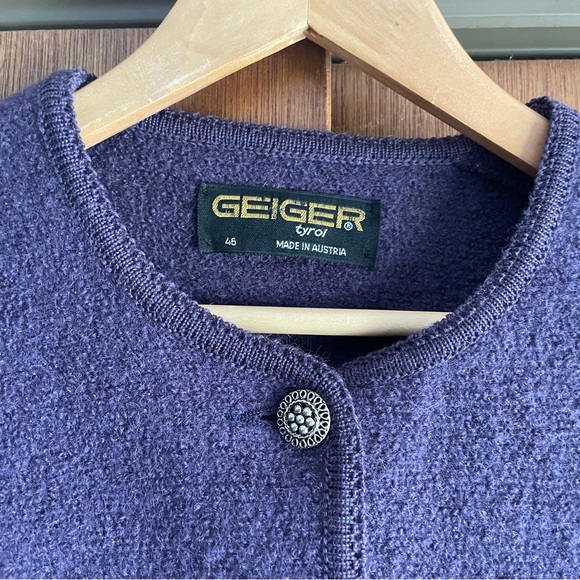 💜 Vintage PURPLE Geiger Wool Cardigan /Jacket 💜 - Picture 3 of 7